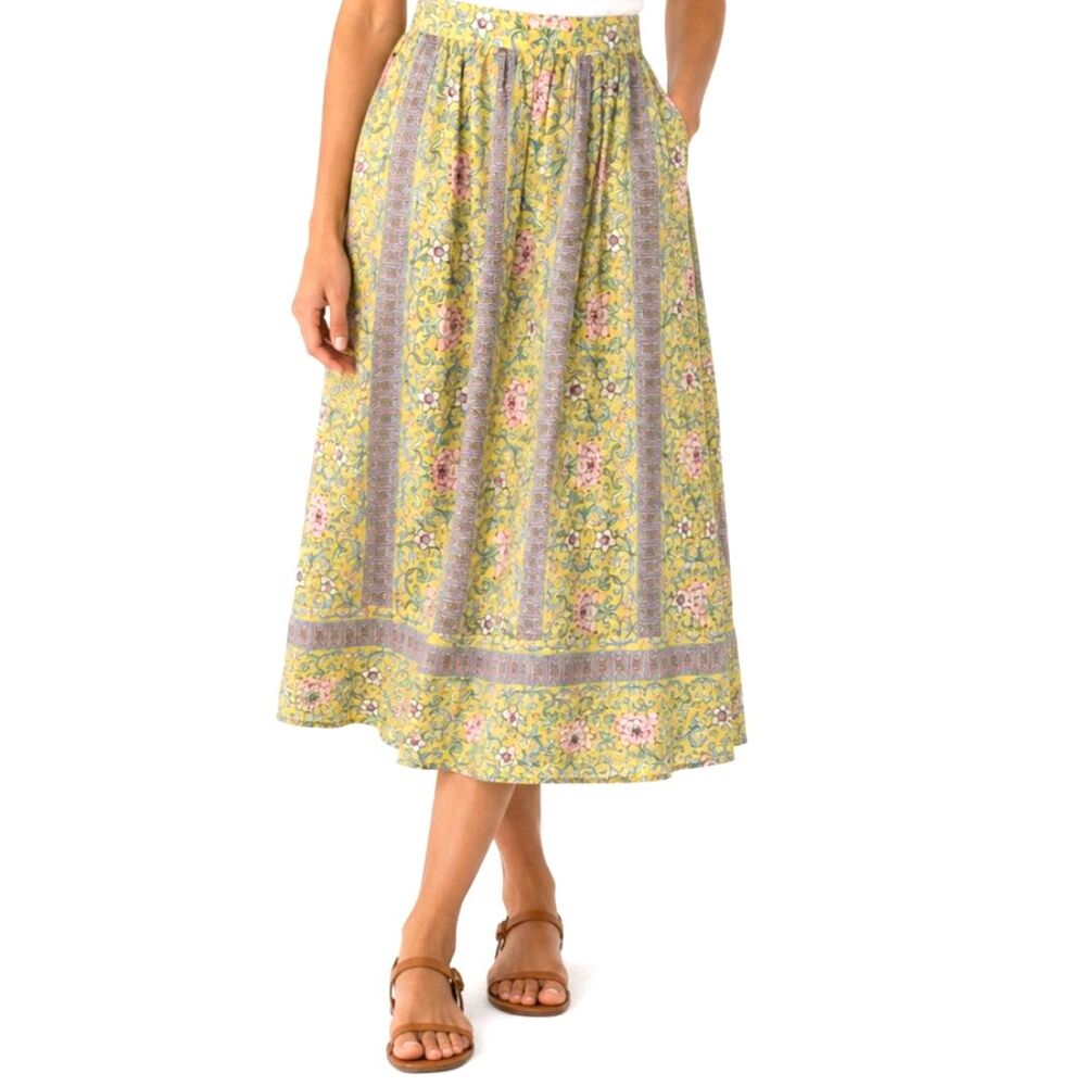 Vintage NWT Evelyn de Jonge Cotton Floral Midi Skirt 8 Cottagecore Prairie Boho - Picture 3 of 6